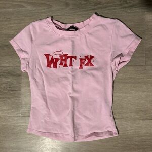 White Fox Pink Baby Tee